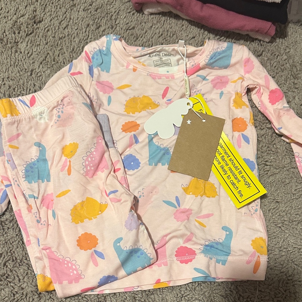 Angel Dear Dinosaur Pajama Set - Pink and Blue